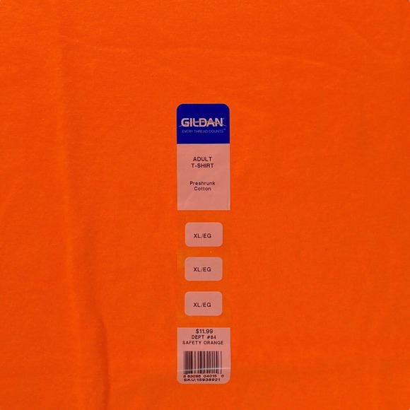 NWT Gildan Mens XL Ultra Cotton T-Shirt Short Sleeve Tee Preshrunk Safety Orange - Picture 4 of 9